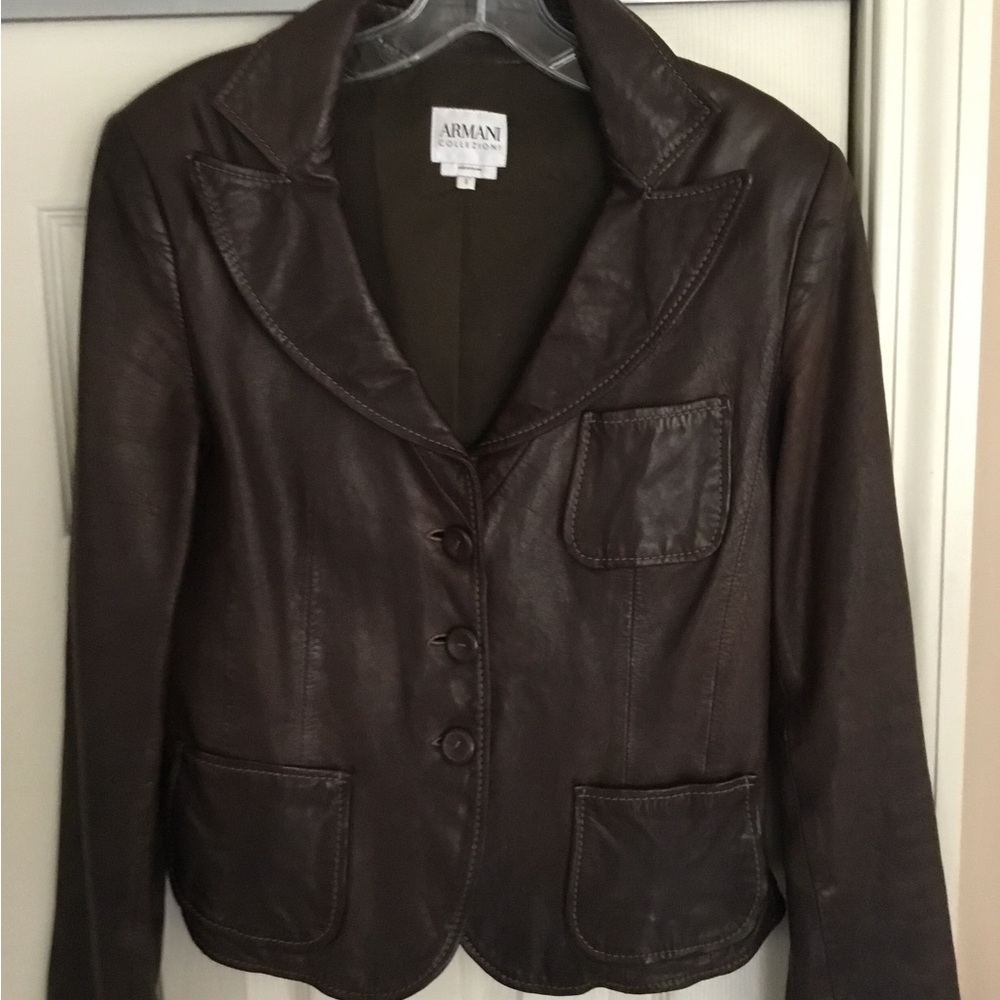 Armani Brown Leather Women's Jacket